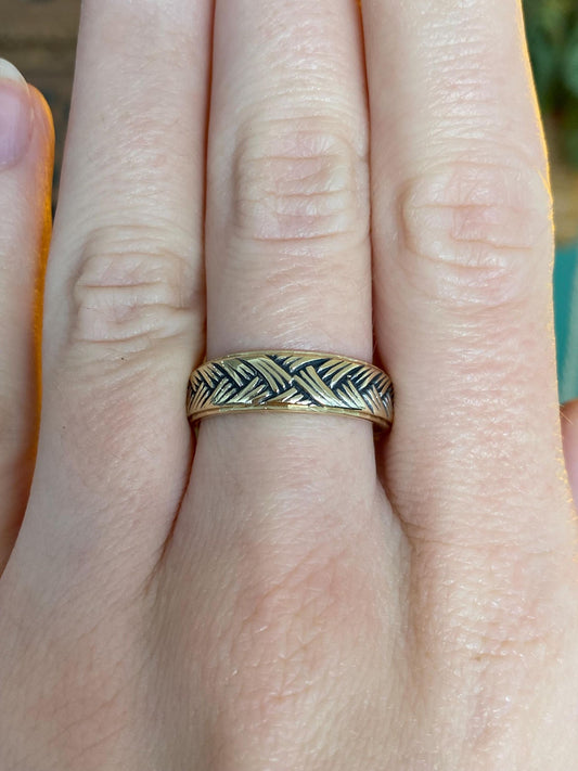 Vintage Solid 14k Yellow Gold Braided Design Ring Band - Size 7.75