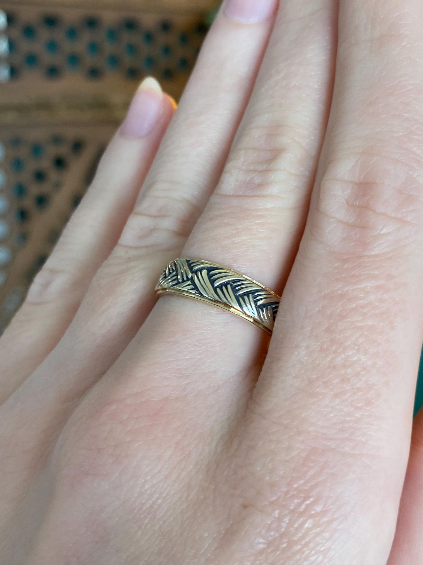 Vintage Solid 14k Yellow Gold Braided Design Ring Band - Size 7.75