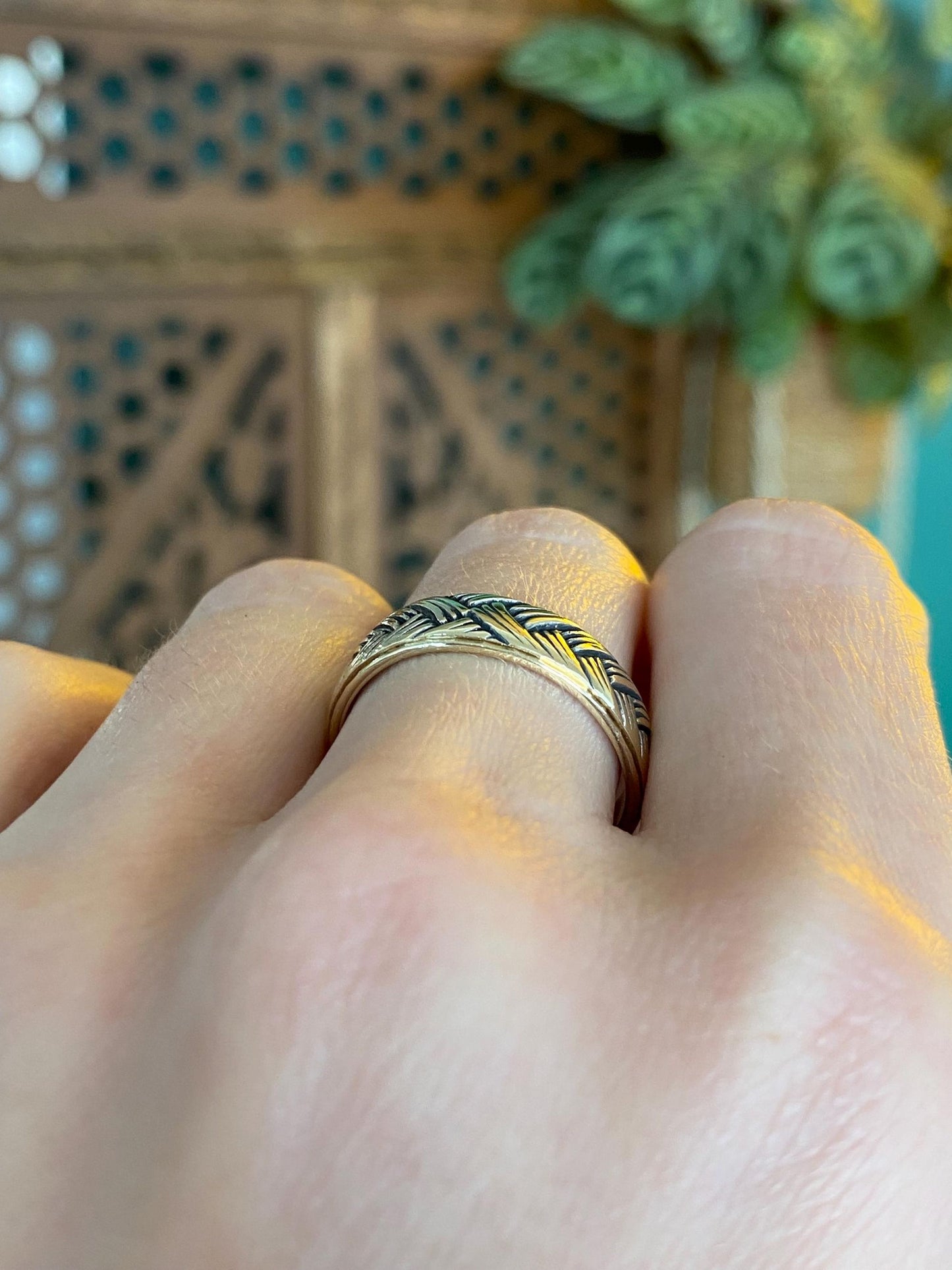 Vintage Solid 14k Yellow Gold Braided Design Ring Band - Size 7.75