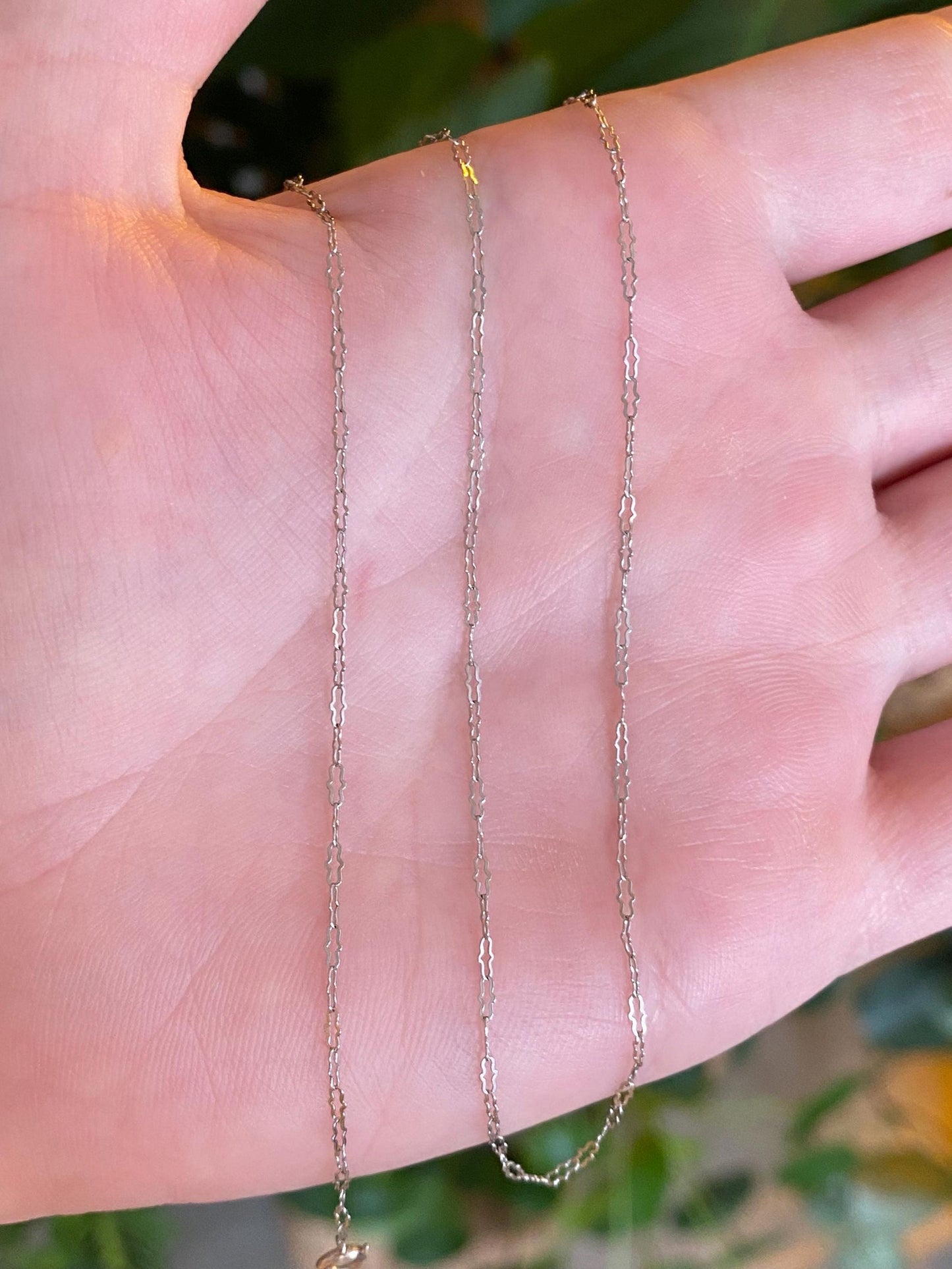 Vintage Solid 10k White Gold Dainty Fancy Chain Necklace - 16.75 inches