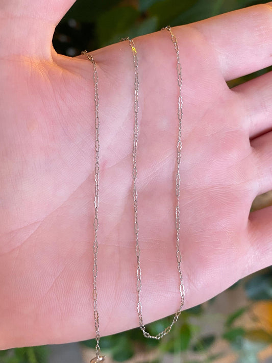 Vintage Solid 10k White Gold Dainty Fancy Chain Necklace - 16.75 inches