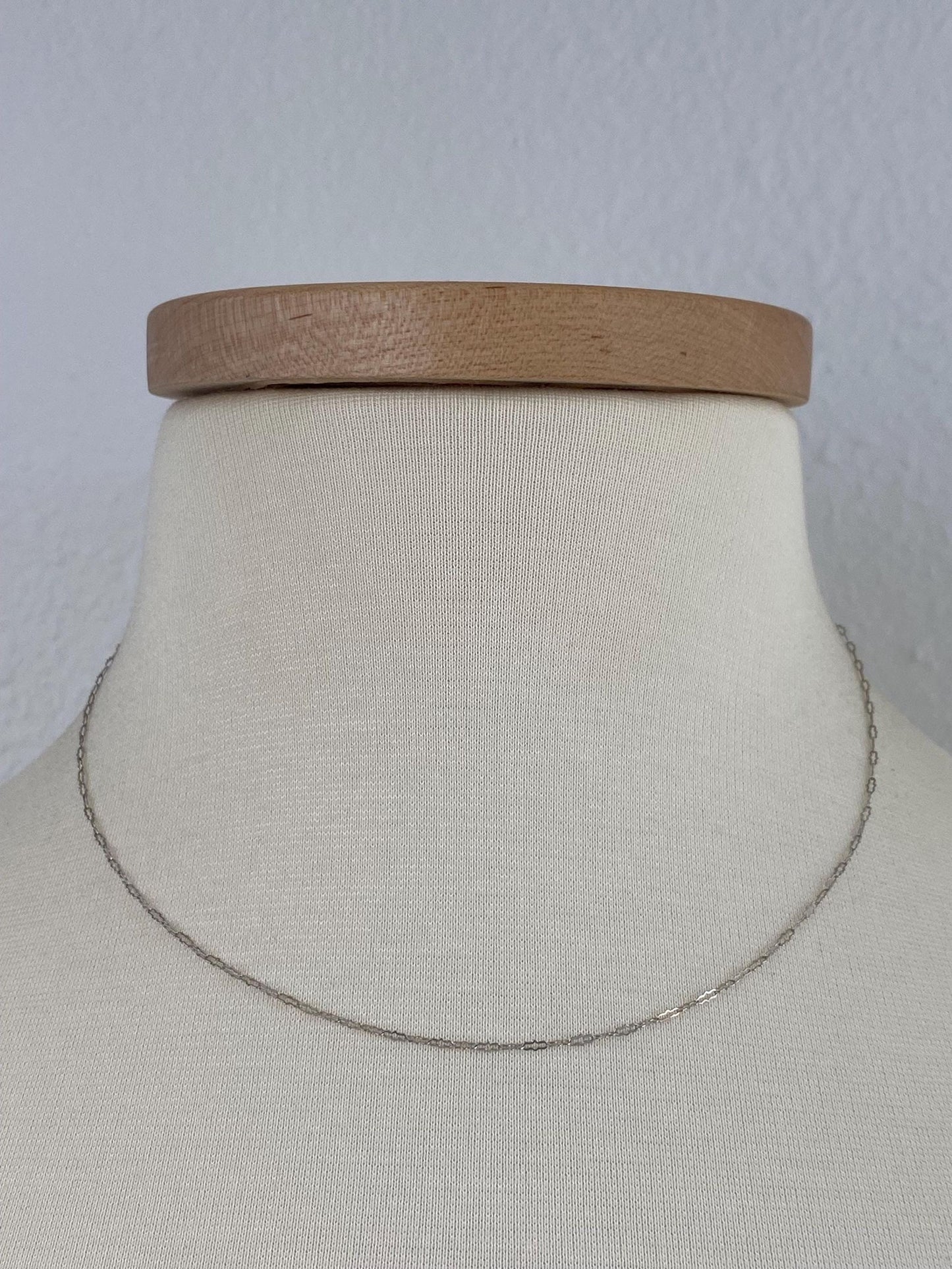Vintage Solid 10k White Gold Dainty Fancy Chain Necklace - 16.75 inches