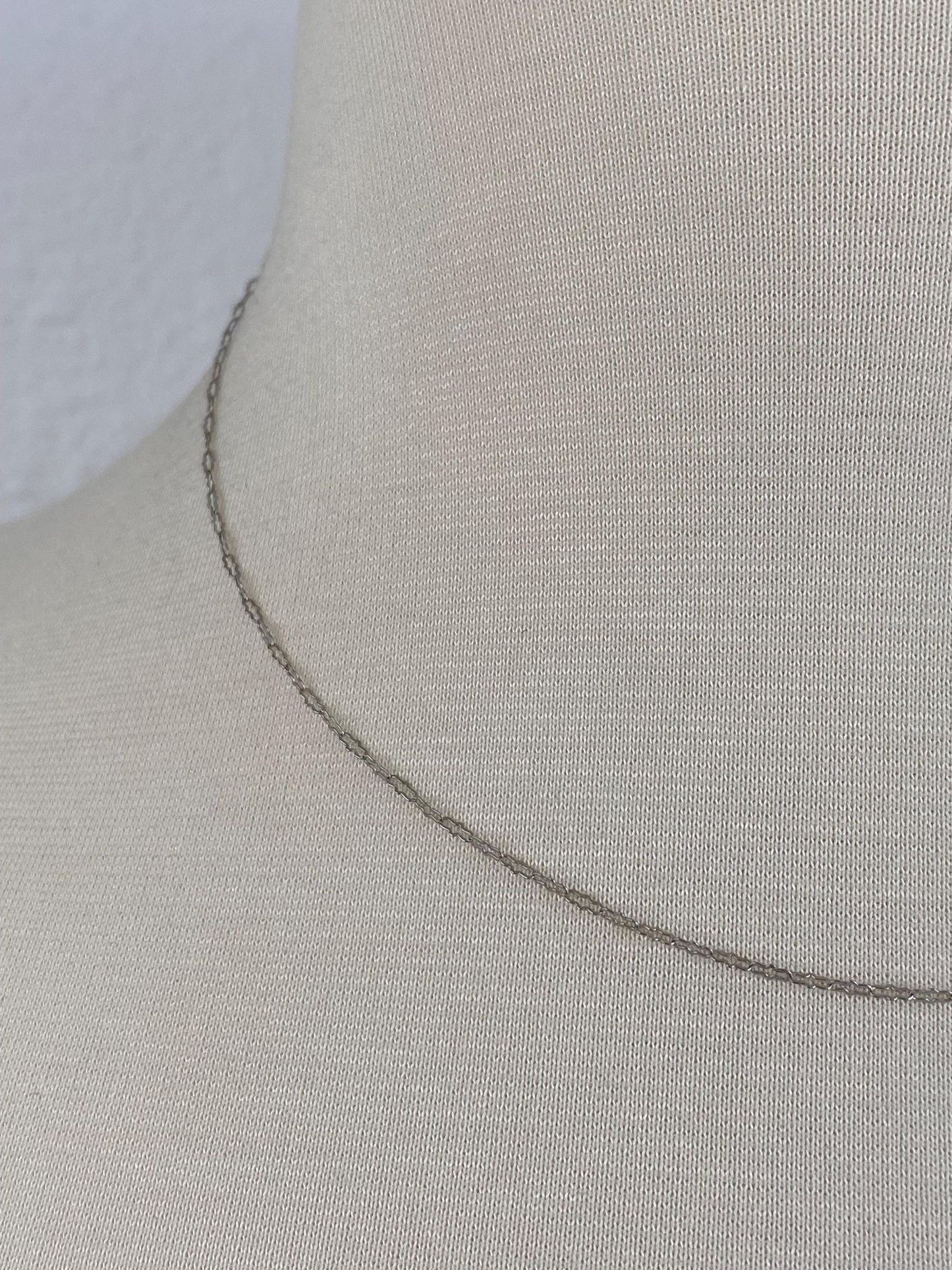 Vintage Solid 10k White Gold Dainty Fancy Chain Necklace - 16.75 inches