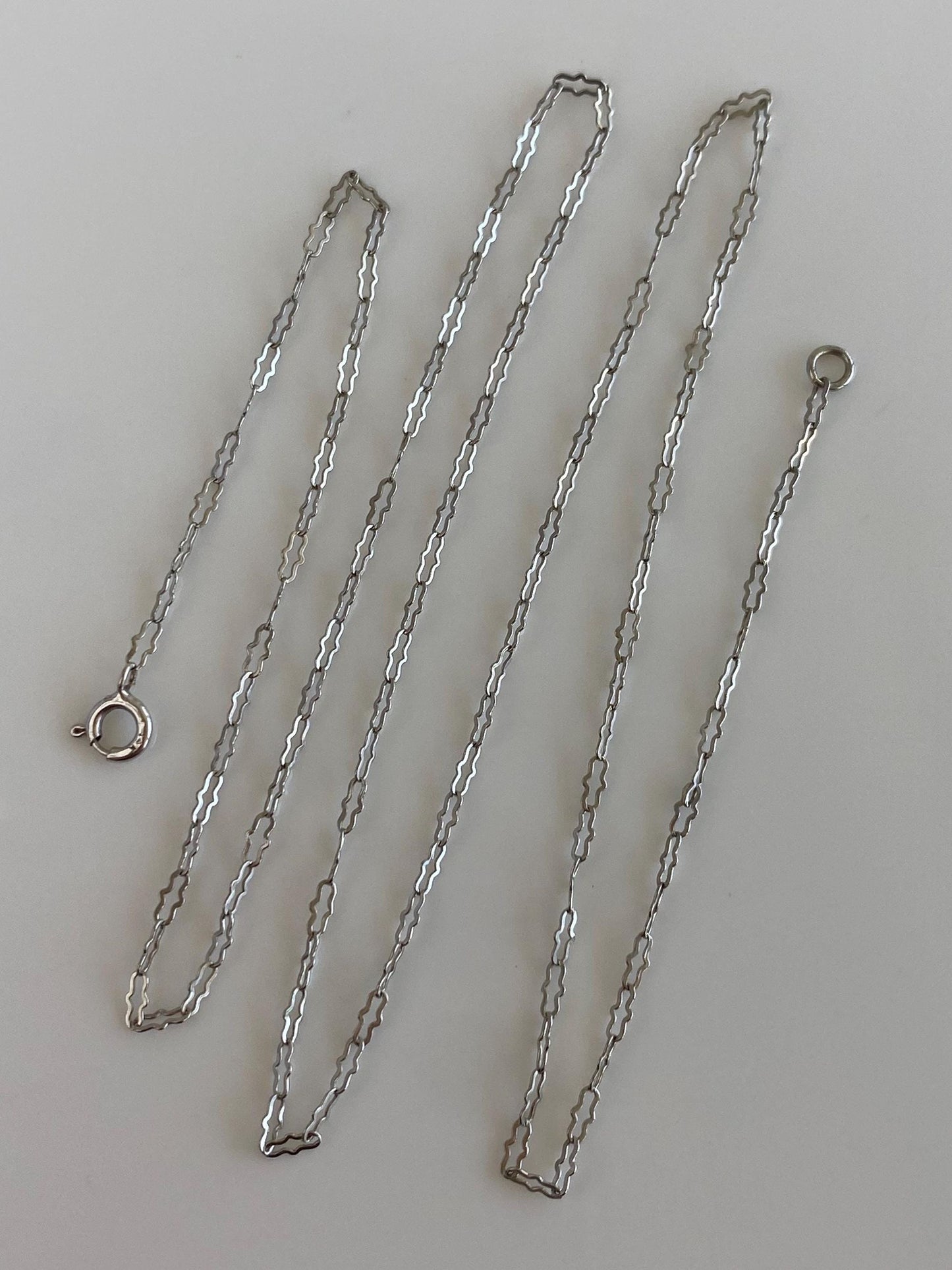 Vintage Solid 10k White Gold Dainty Fancy Chain Necklace - 16.75 inches