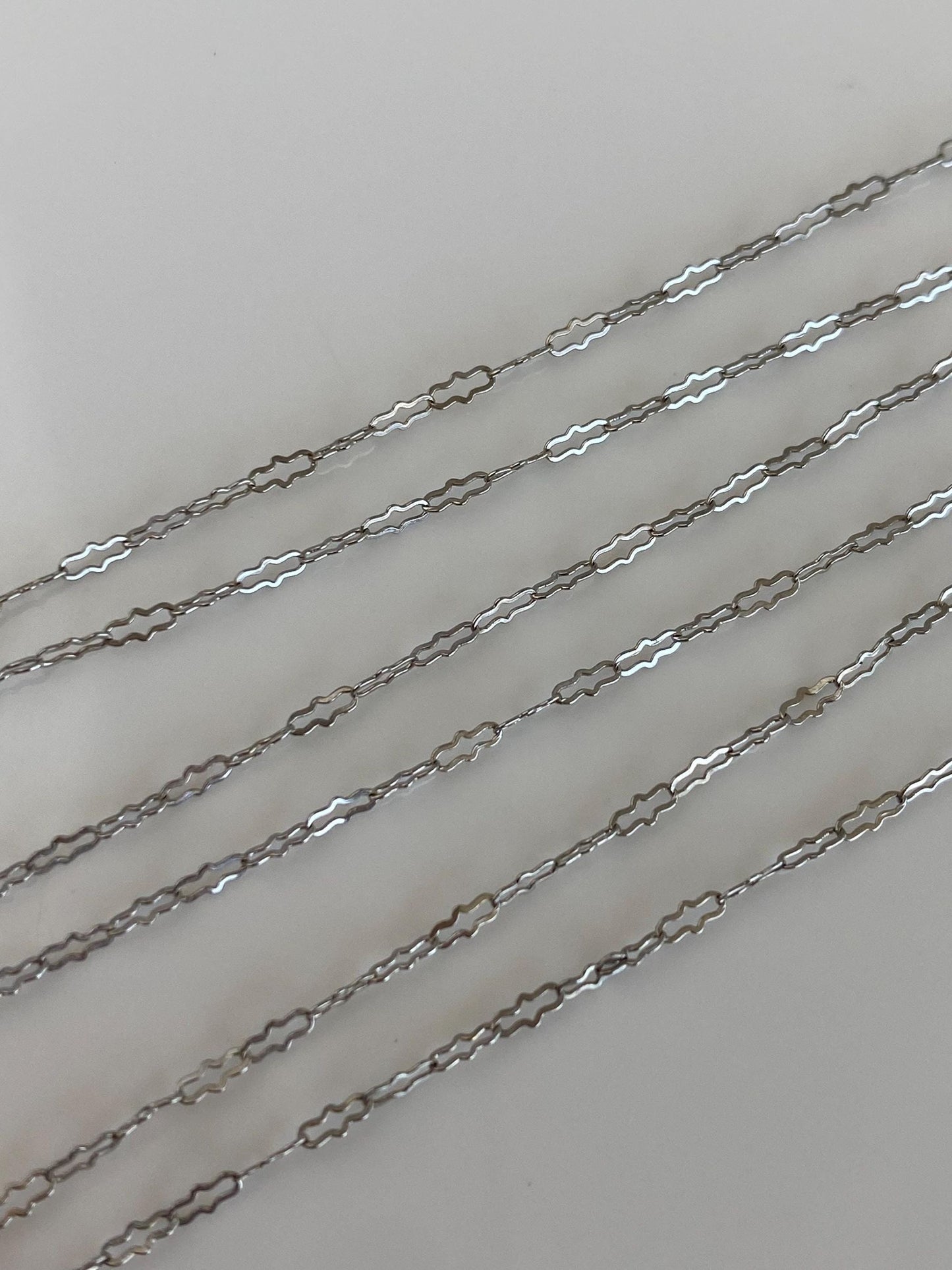 Vintage Solid 10k White Gold Dainty Fancy Chain Necklace - 16.75 inches