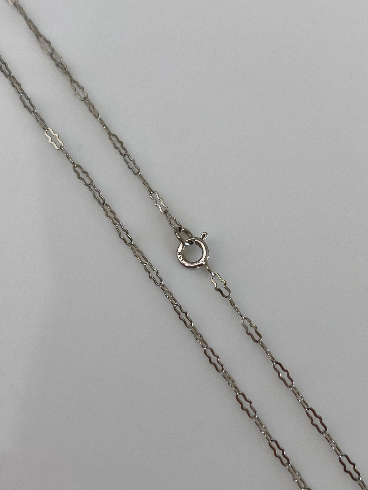 Vintage Solid 10k White Gold Dainty Fancy Chain Necklace - 16.75 inches