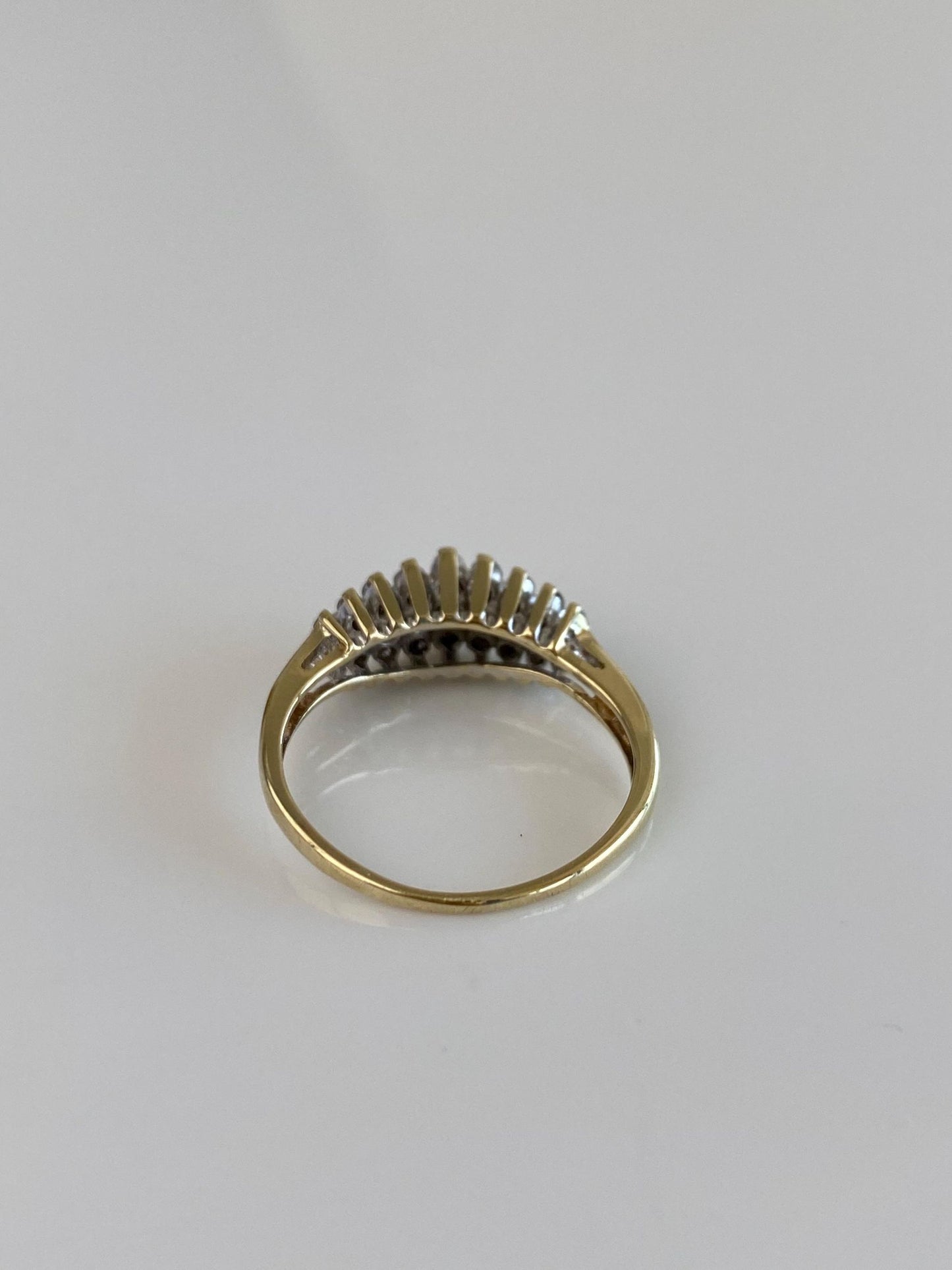 Vintage Solid 10k Yellow Gold Diamond Rows Ring - Size 7.75