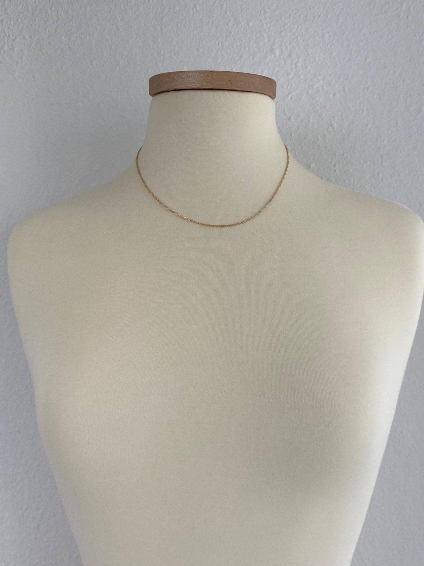 Vintage Solid 14k Yellow Gold Slim Rope Chain Necklace - 18 inches