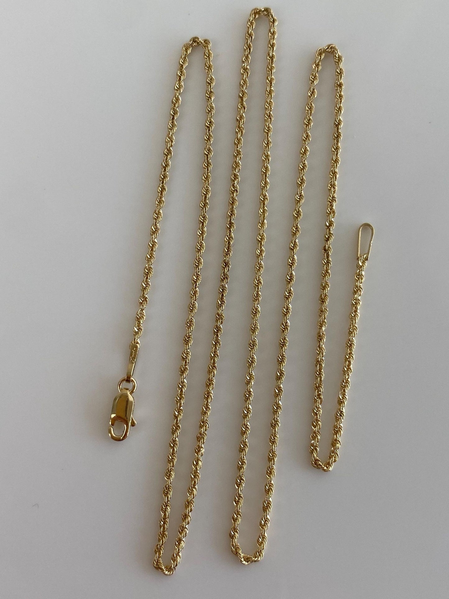 Vintage Solid 14k Yellow Gold Slim Rope Chain Necklace - 18 inches