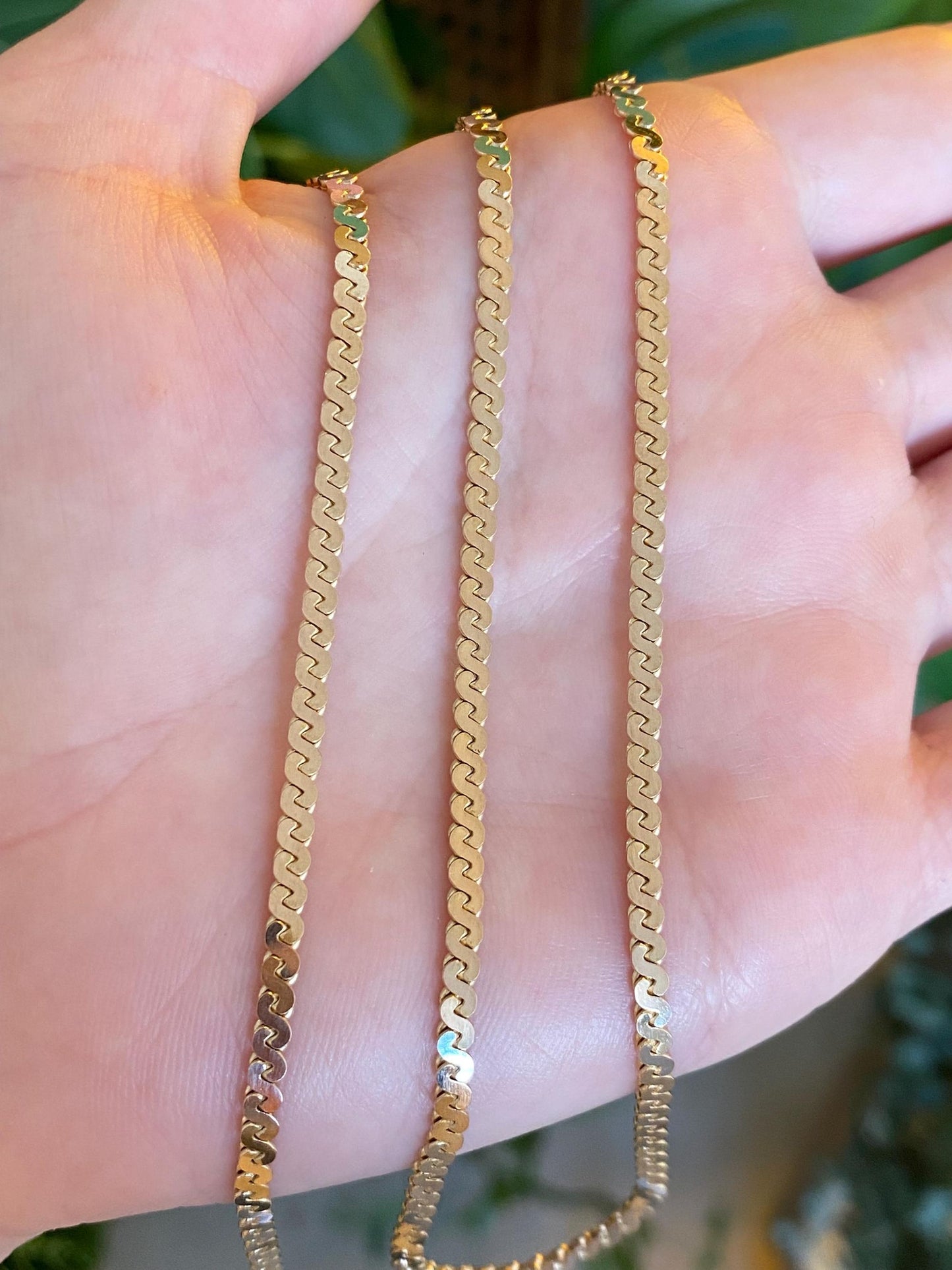 Vintage Solid 14k Yellow Gold Chunky Serpentine Chain Necklace - 19.75 inches