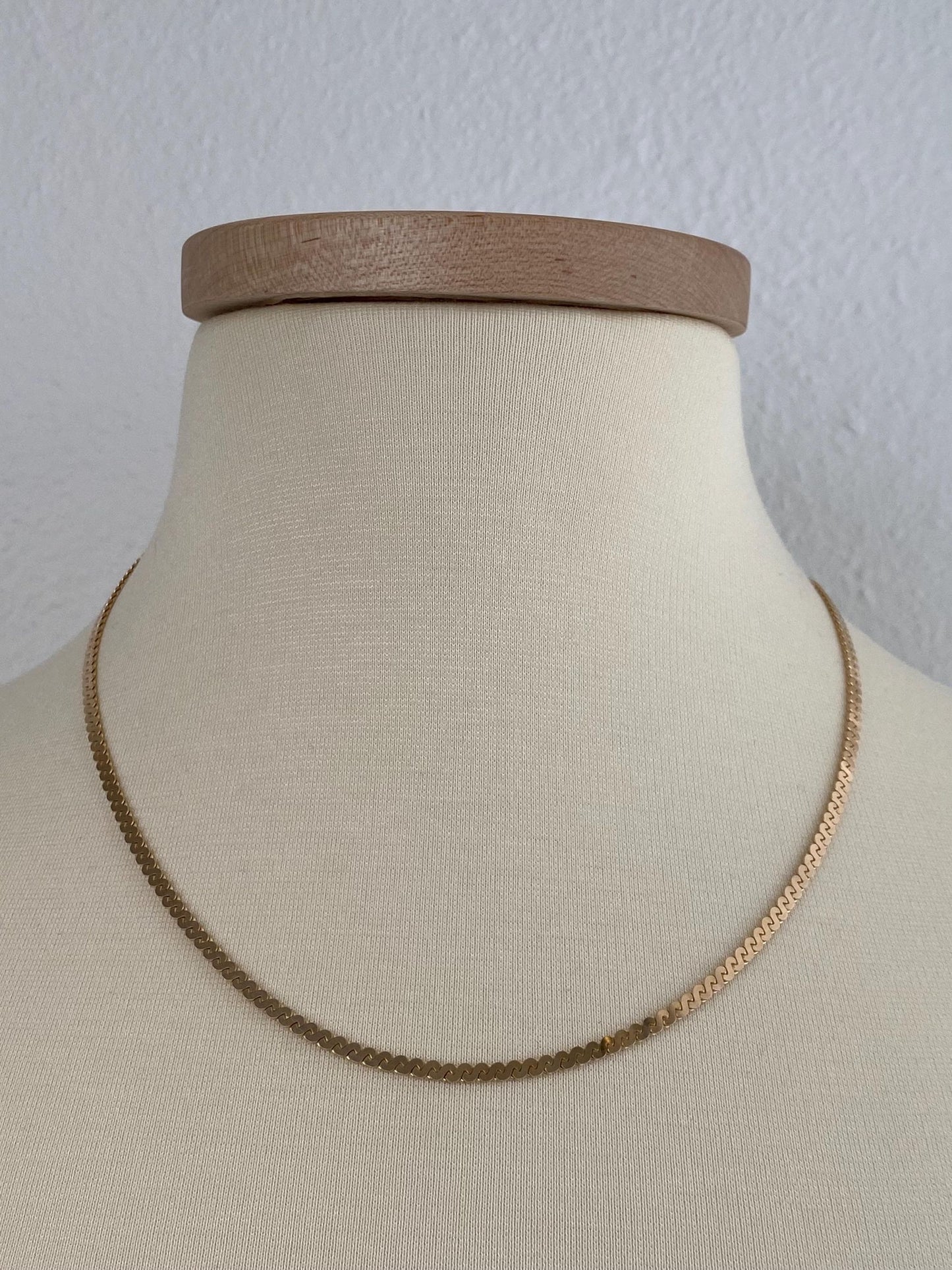 Vintage Solid 14k Yellow Gold Chunky Serpentine Chain Necklace - 19.75 inches