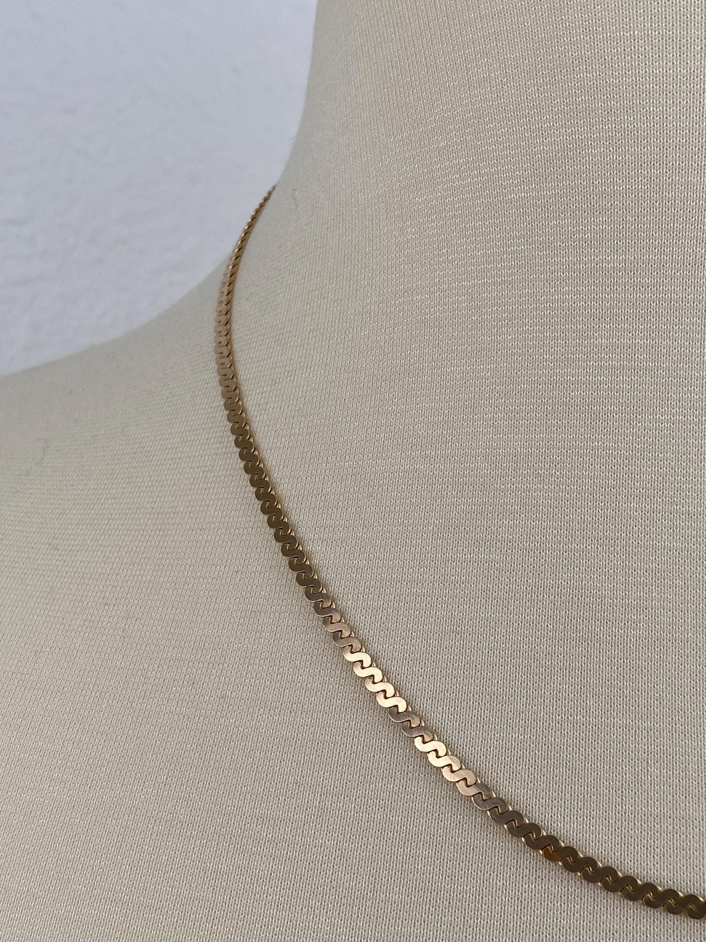Vintage Solid 14k Yellow Gold Chunky Serpentine Chain Necklace - 19.75 inches