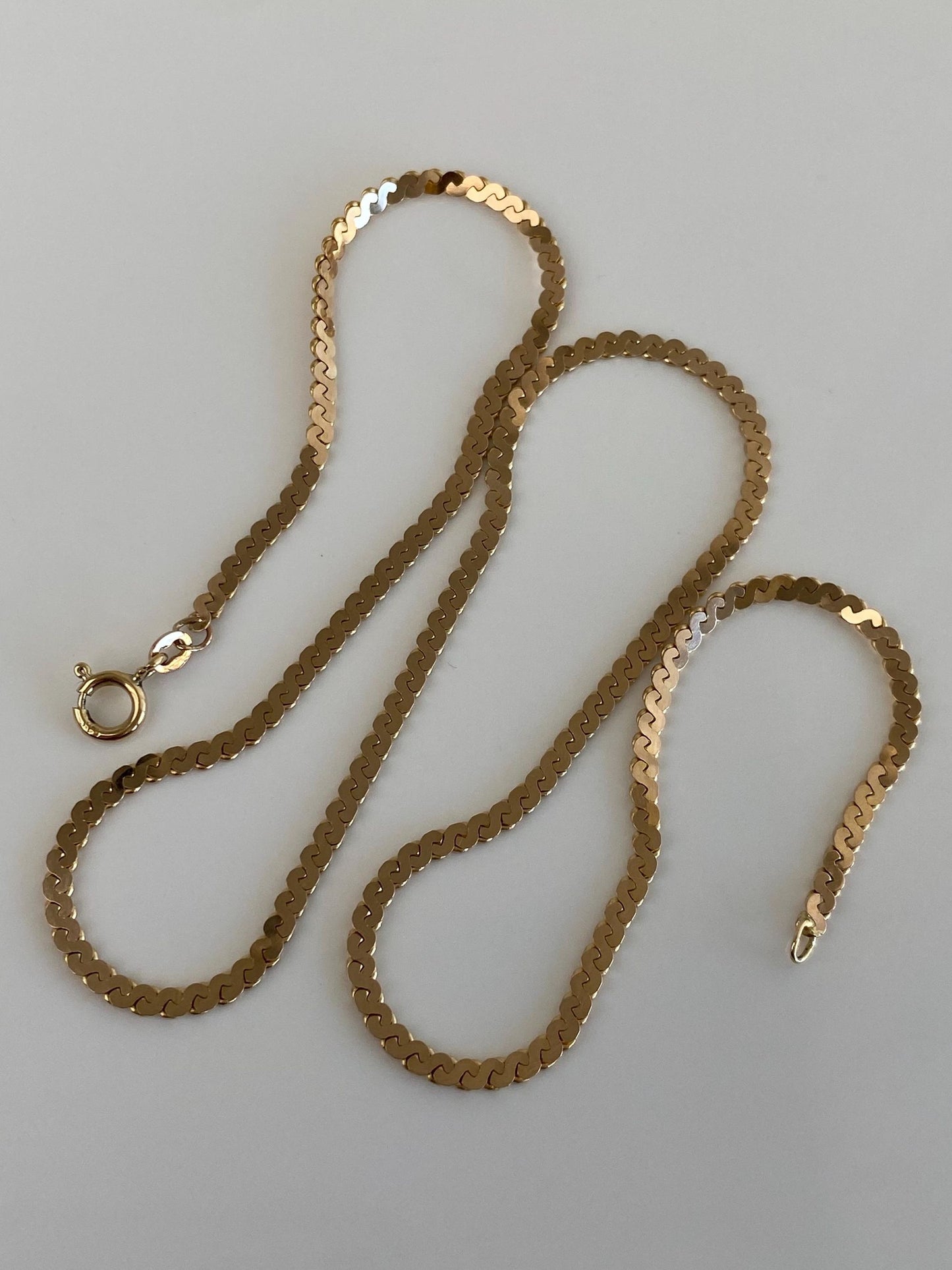Vintage Solid 14k Yellow Gold Chunky Serpentine Chain Necklace - 19.75 inches