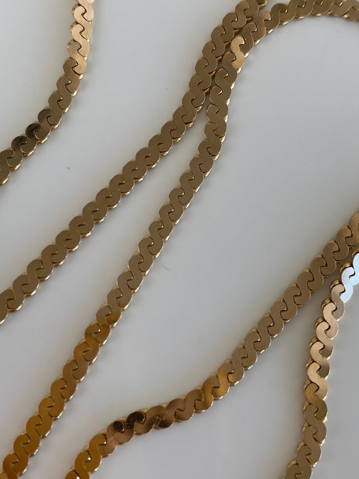 Vintage Solid 14k Yellow Gold Chunky Serpentine Chain Necklace - 19.75 inches