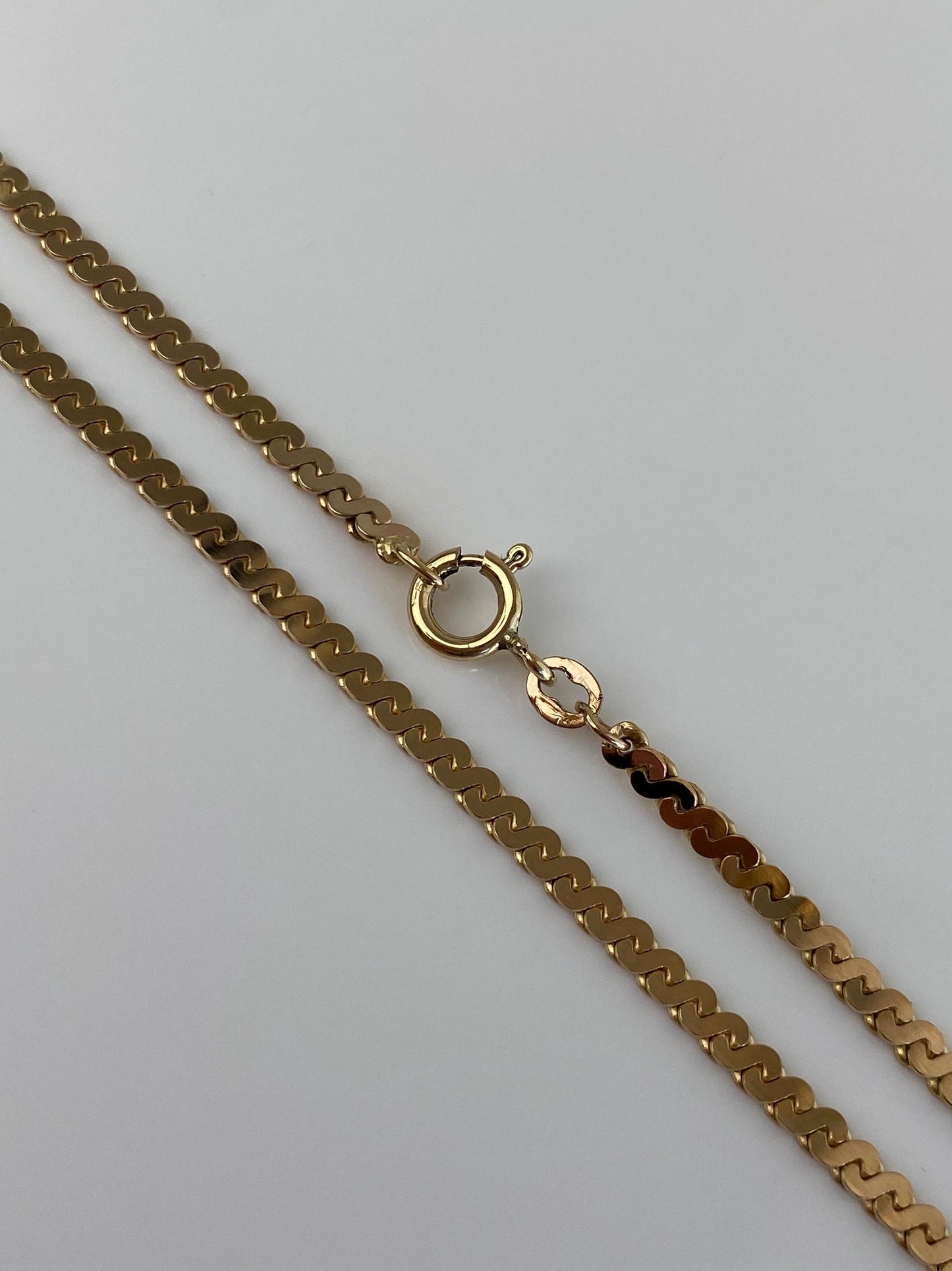 Vintage Solid 14k Yellow Gold Chunky Serpentine Chain Necklace - 19.75 inches