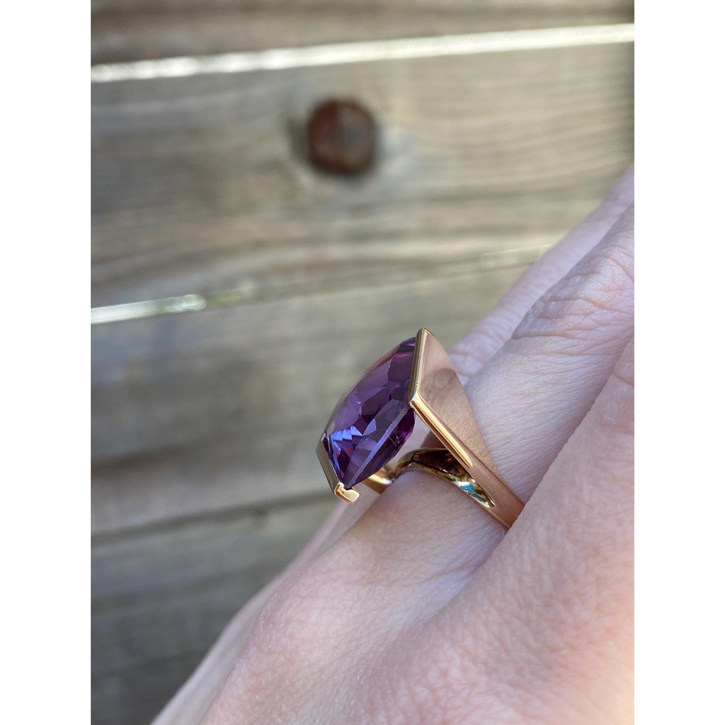 Vintage Solid 14k Yellow Gold Alexandrite Ring - Size 5.75