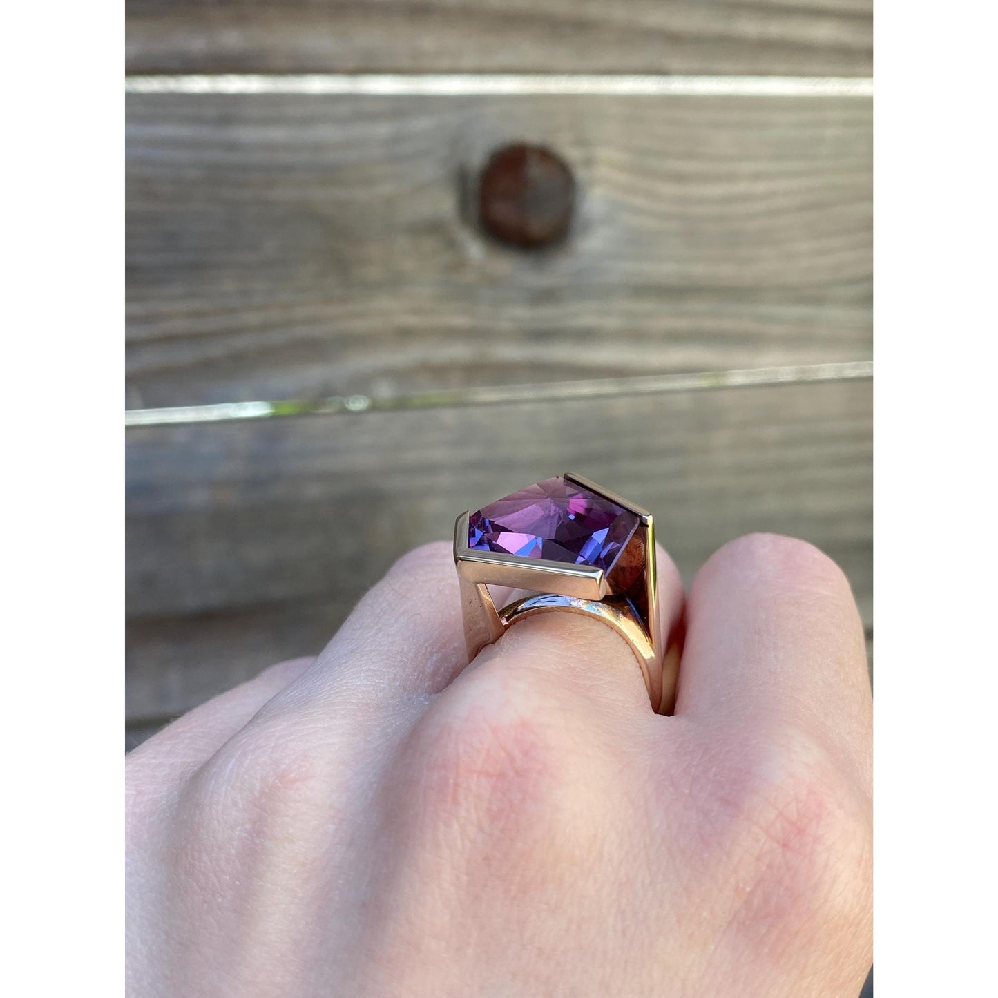 Vintage Solid 14k Yellow Gold Alexandrite Ring - Size 5.75