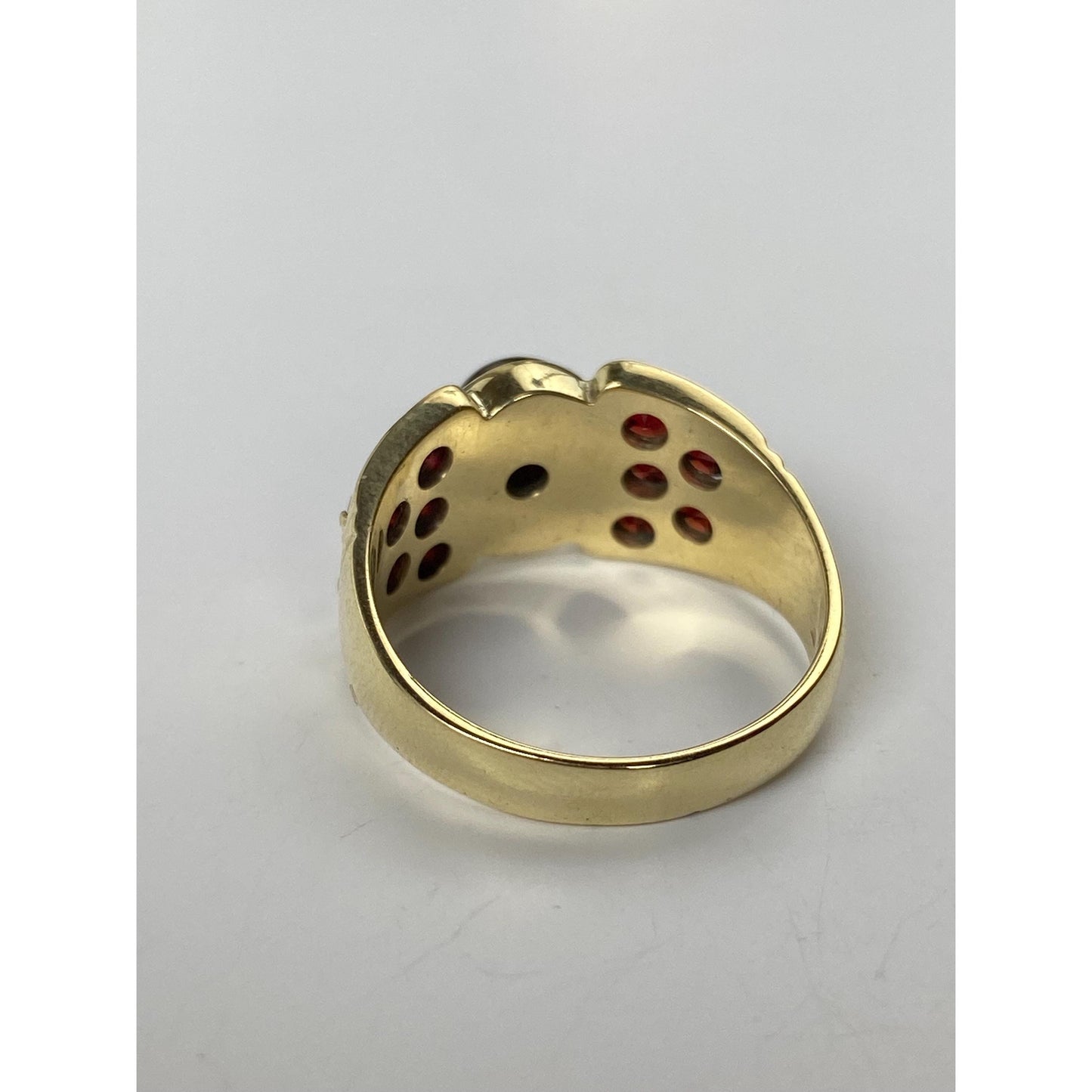 Vintage Solid 14k Yellow Gold Garnet Ring Band - Size 7