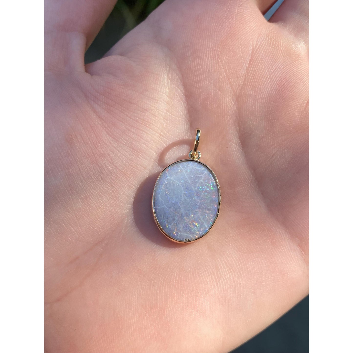 Vintage Solid 10k Yellow Gold Large Opal Charm