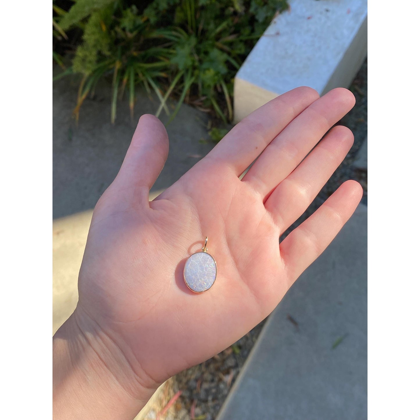 Vintage Solid 10k Yellow Gold Large Opal Charm