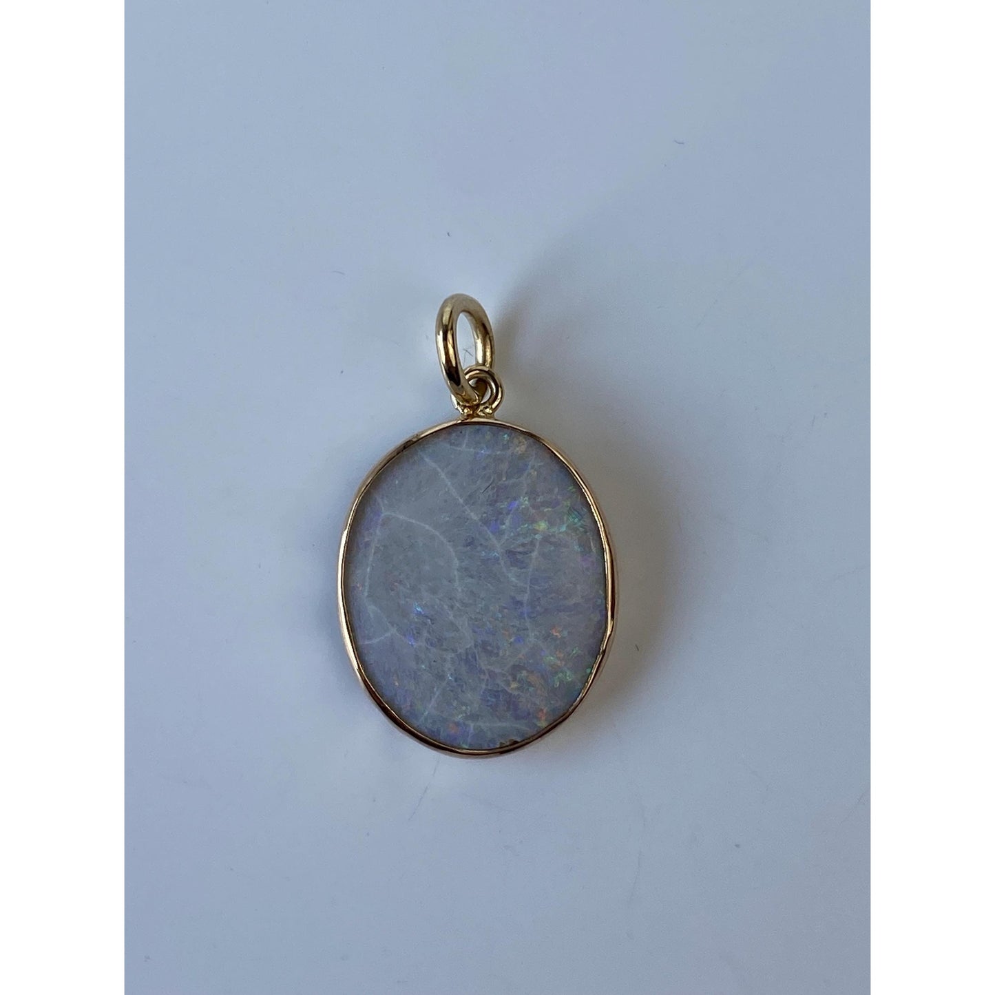 Vintage Solid 10k Yellow Gold Large Opal Charm