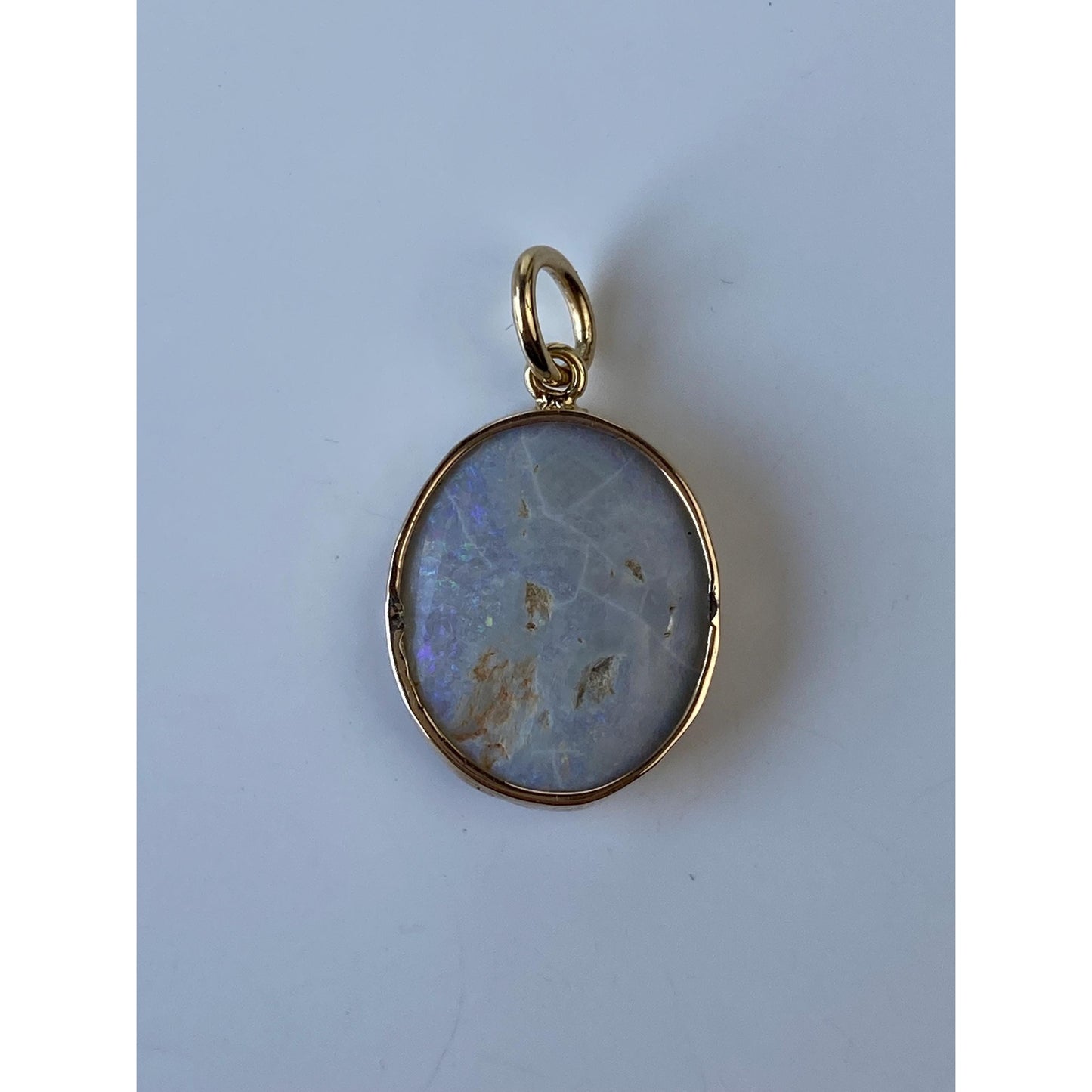 Vintage Solid 10k Yellow Gold Large Opal Charm