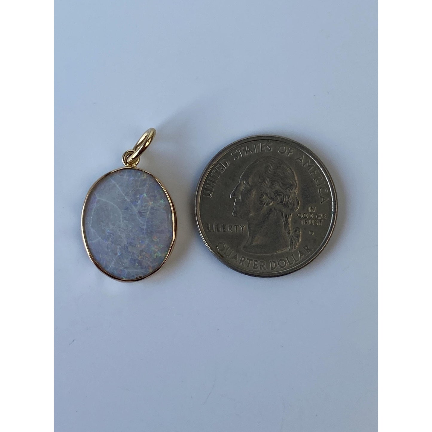 Vintage Solid 10k Yellow Gold Large Opal Charm