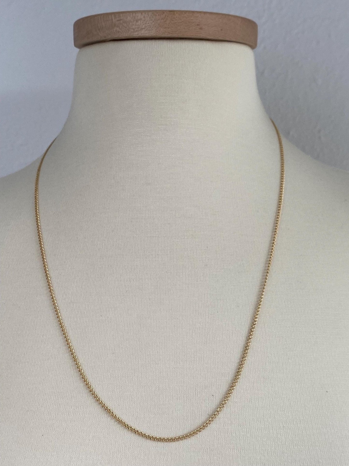 Vintage Solid 14k Yellow Gold Long Curb Chain Necklace - 24.5 inches