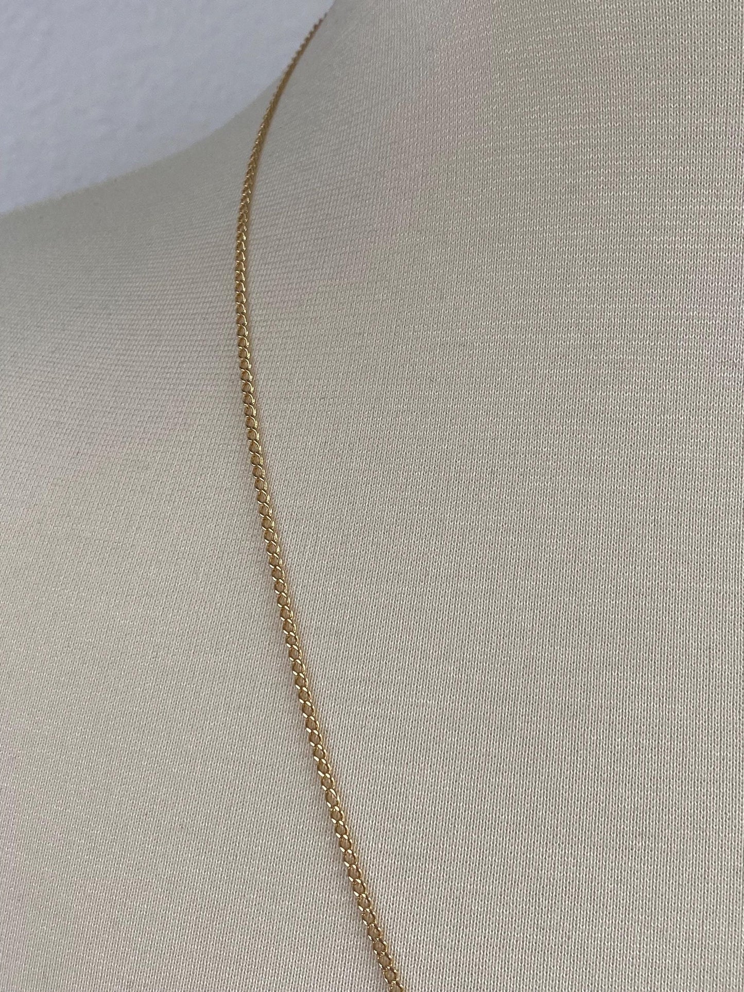 Vintage Solid 14k Yellow Gold Long Curb Chain Necklace - 24.5 inches
