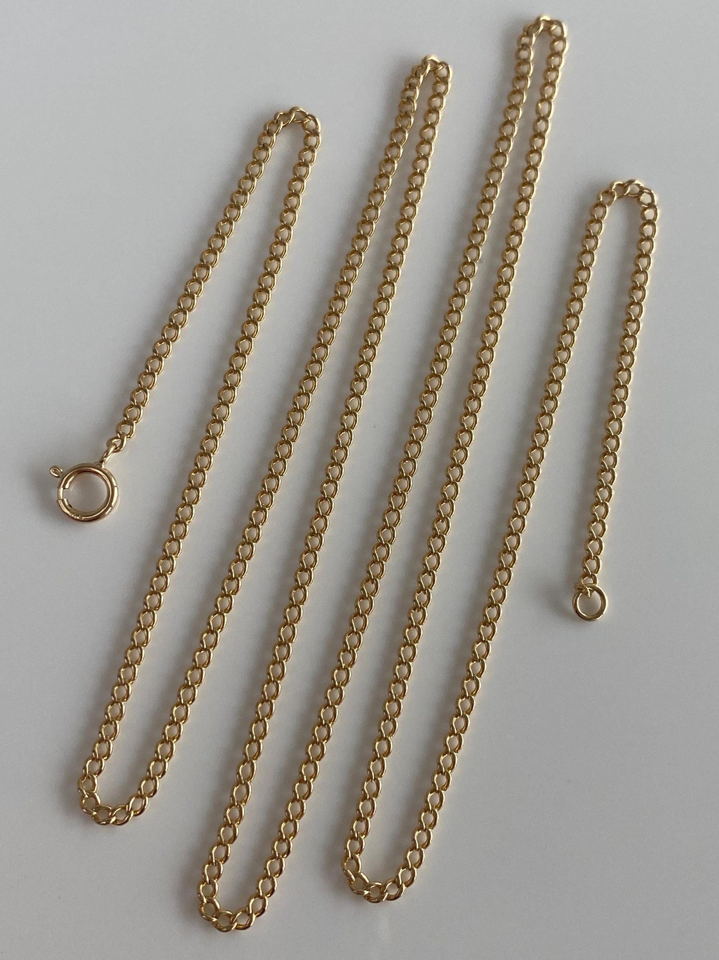 Vintage Solid 14k Yellow Gold Long Curb Chain Necklace - 24.5 inches