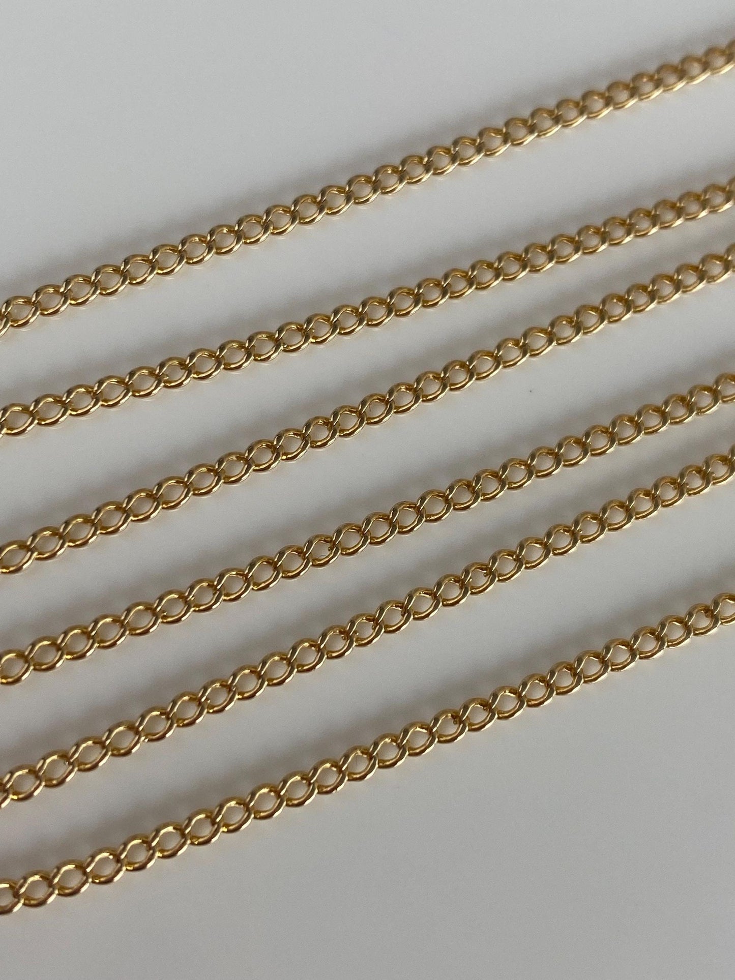 Vintage Solid 14k Yellow Gold Long Curb Chain Necklace - 24.5 inches