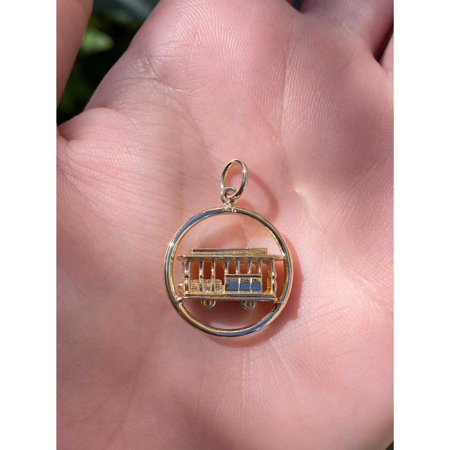Solid 14k Yellow Gold San Francisco Trolley Charm