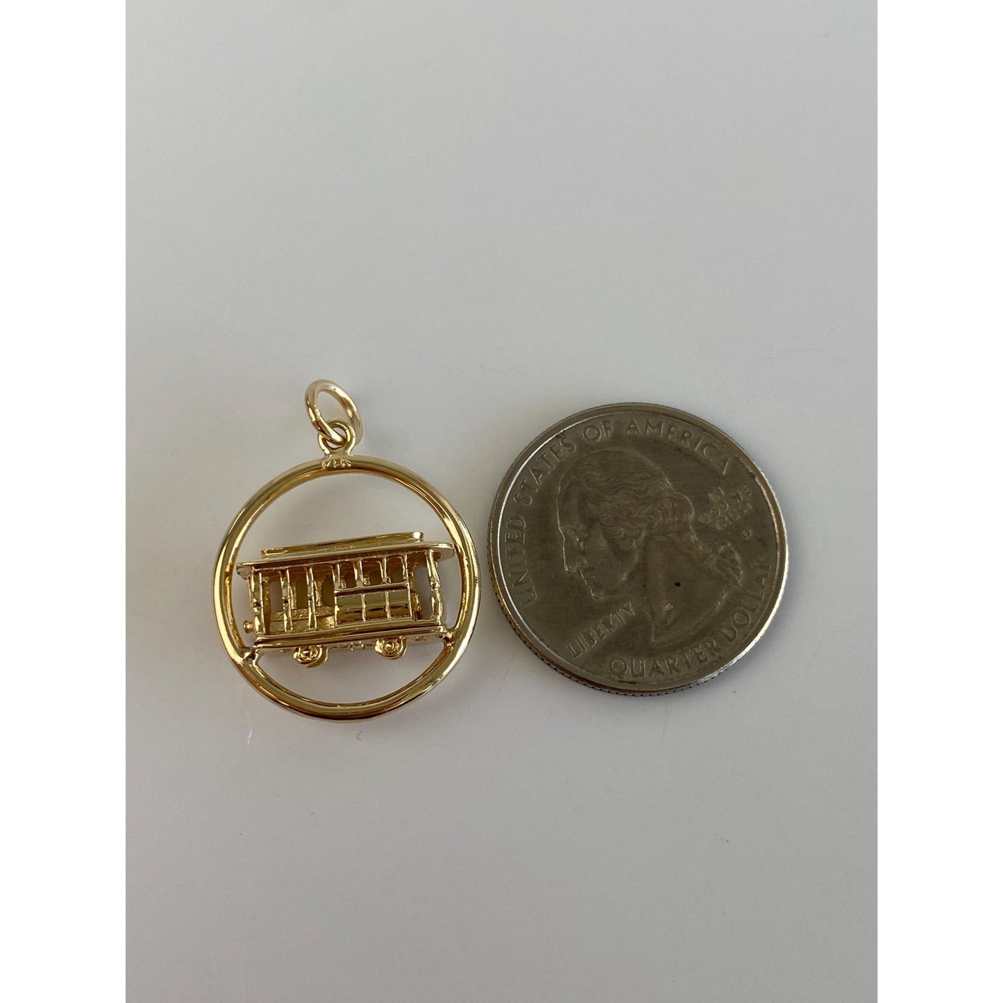 Solid 14k Yellow Gold San Francisco Trolley Charm
