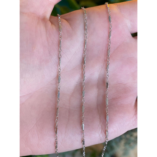 Vintage Solid 14k White Gold Fancy Link Chain Necklace - 28 inches