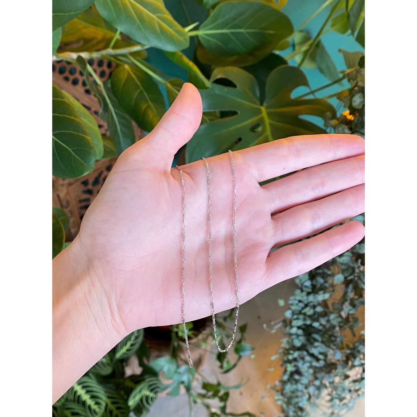 Vintage Solid 14k White Gold Fancy Link Chain Necklace - 28 inches