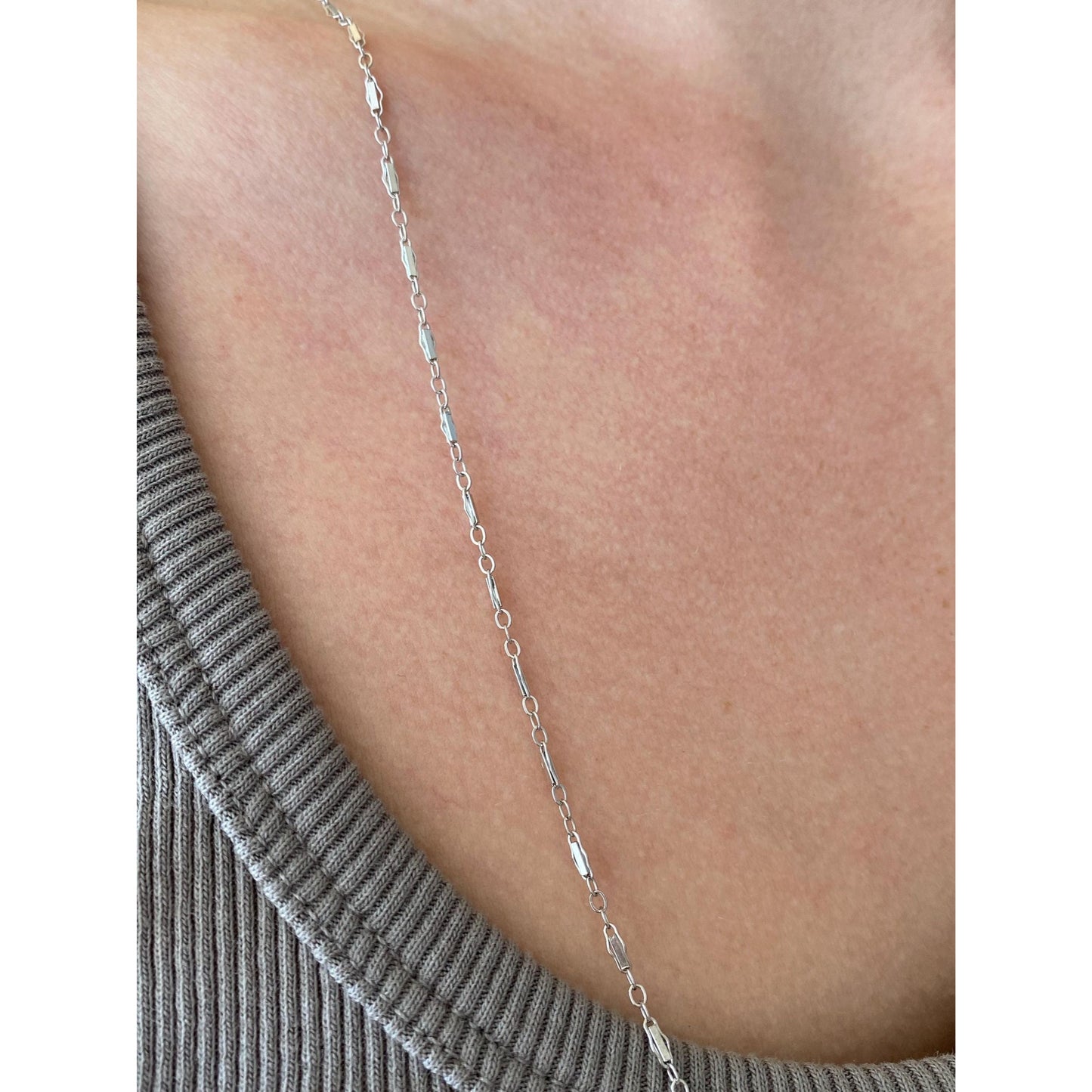 Vintage Solid 14k White Gold Fancy Link Chain Necklace - 28 inches