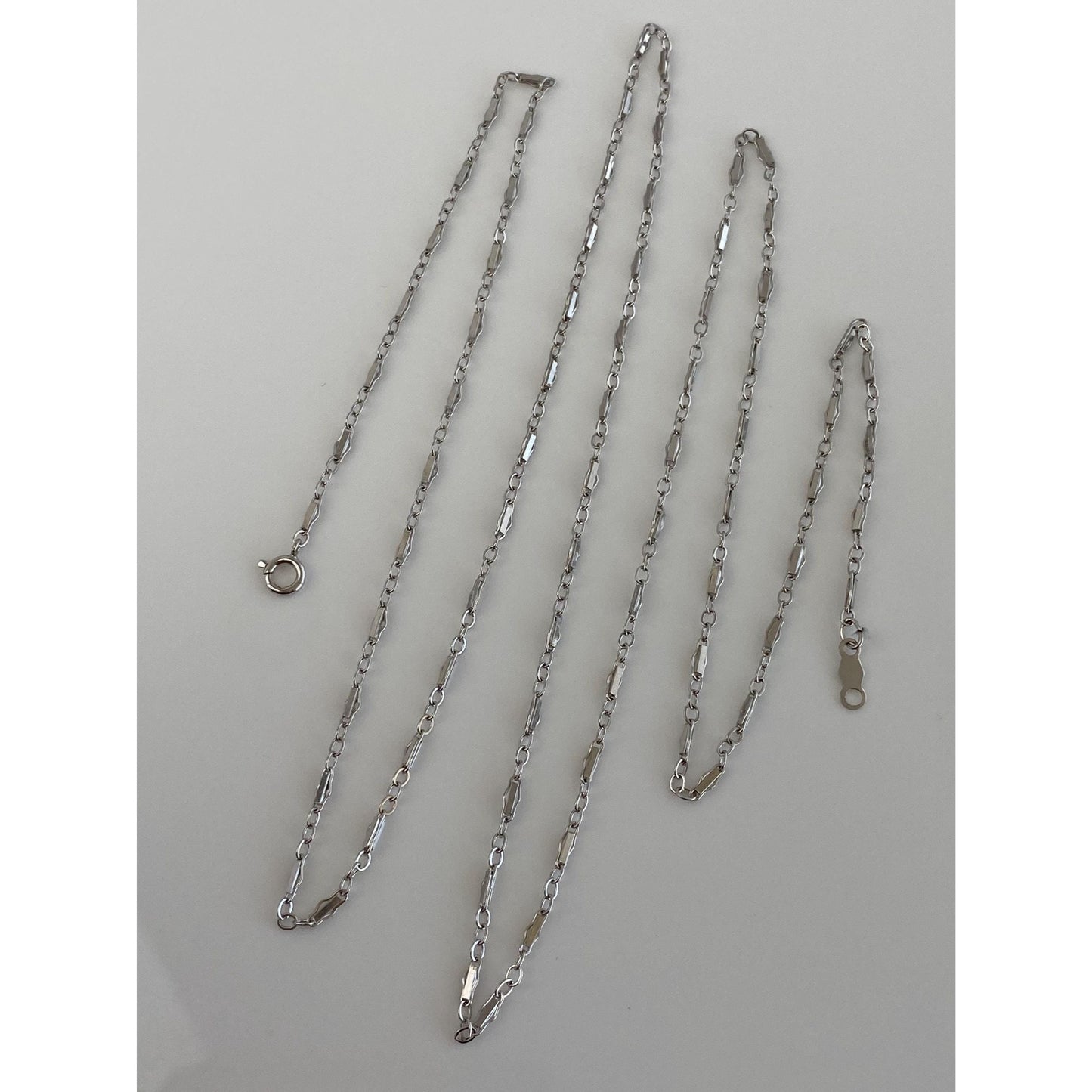 Vintage Solid 14k White Gold Fancy Link Chain Necklace - 28 inches