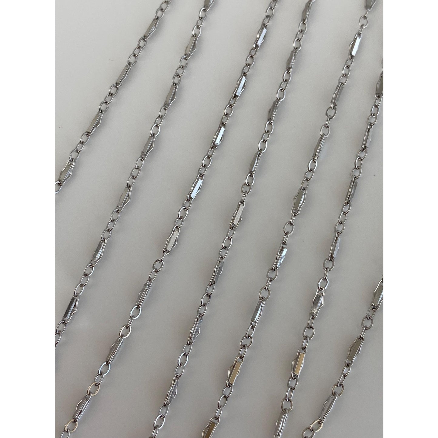 Vintage Solid 14k White Gold Fancy Link Chain Necklace - 28 inches