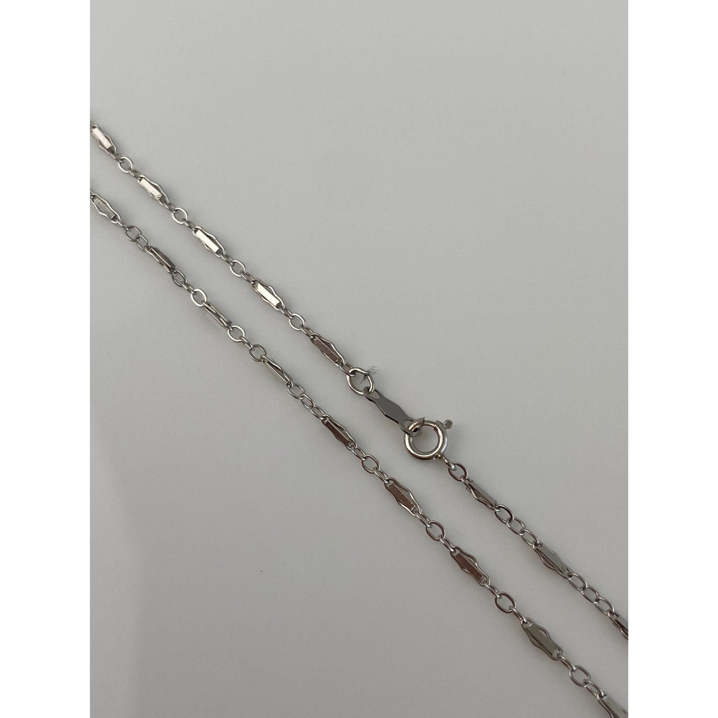 Vintage Solid 14k White Gold Fancy Link Chain Necklace - 28 inches