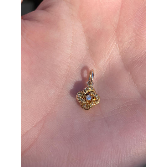 Vintage 18k Yellow Gold Diamond Designed Knot Stick Pin Conversion Charm