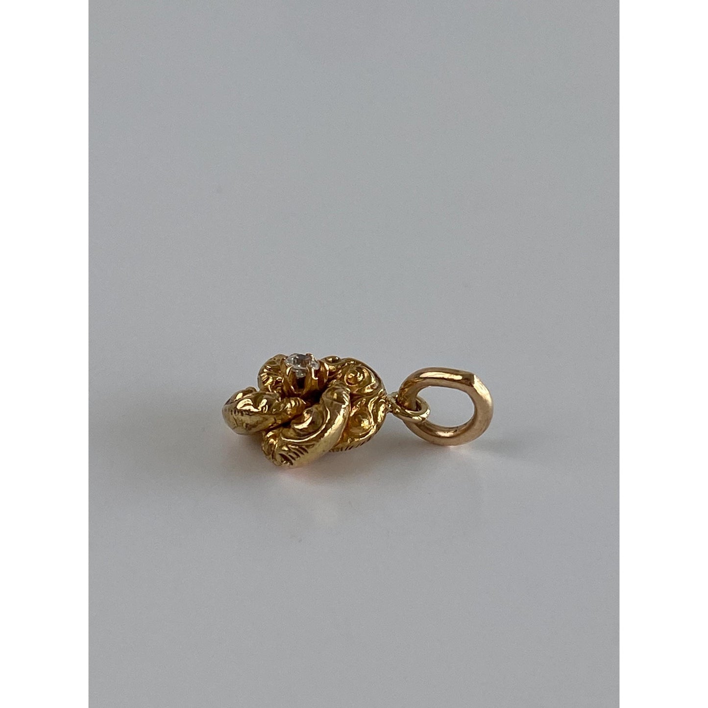 Vintage 18k Yellow Gold Diamond Designed Knot Stick Pin Conversion Charm