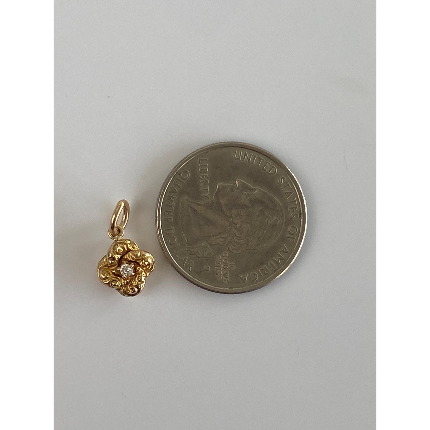 Vintage 18k Yellow Gold Diamond Designed Knot Stick Pin Conversion Charm