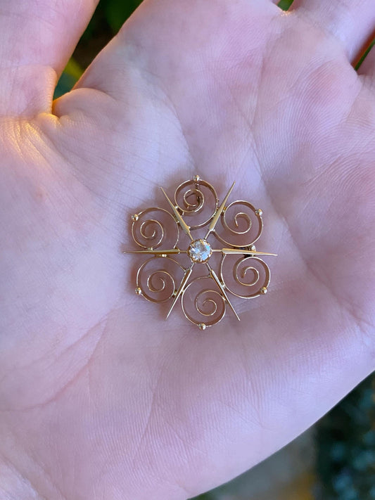 Vintage Solid 14k Yellow Gold Diamond Slide Charm