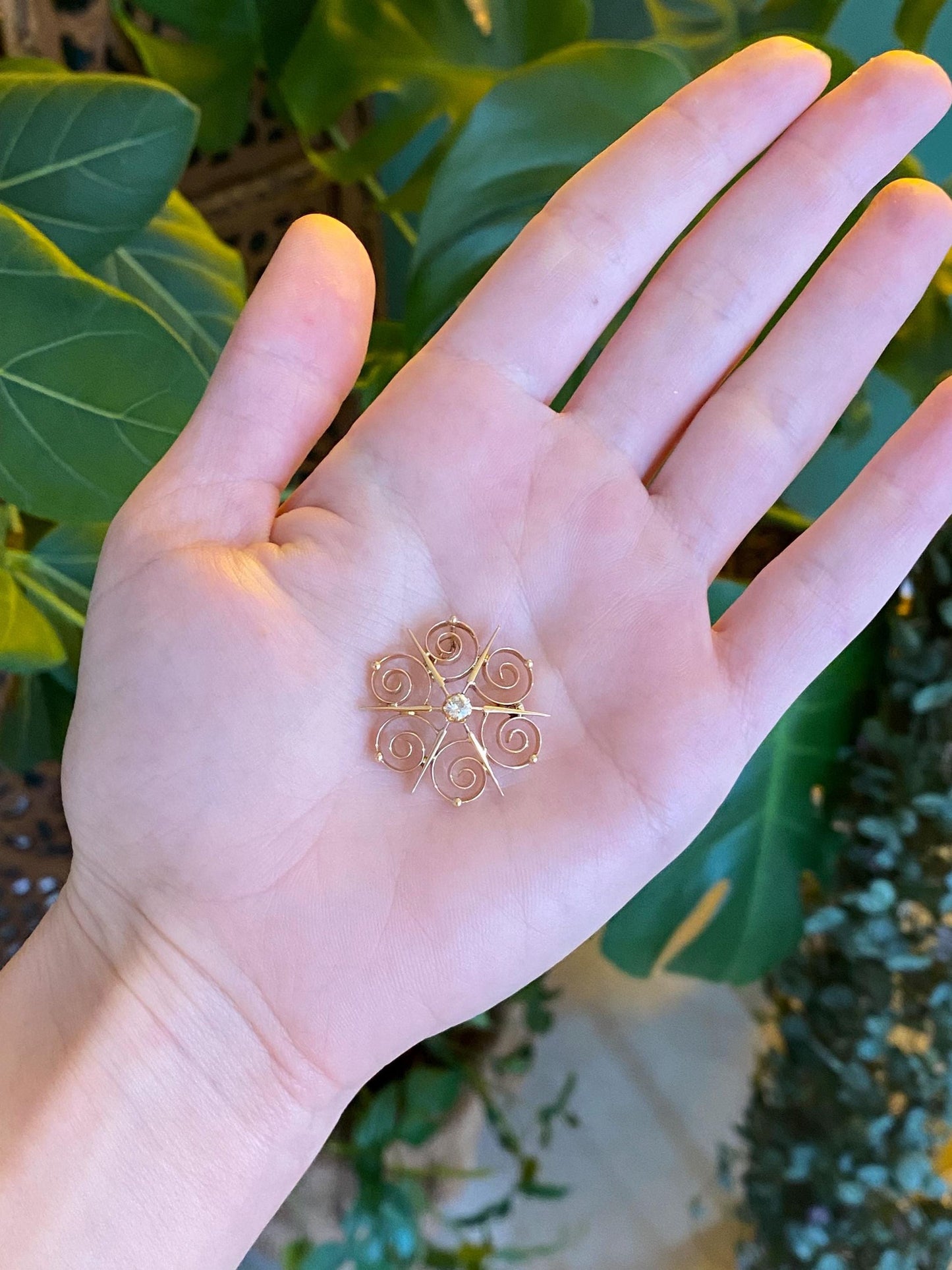 Vintage Solid 14k Yellow Gold Diamond Slide Charm