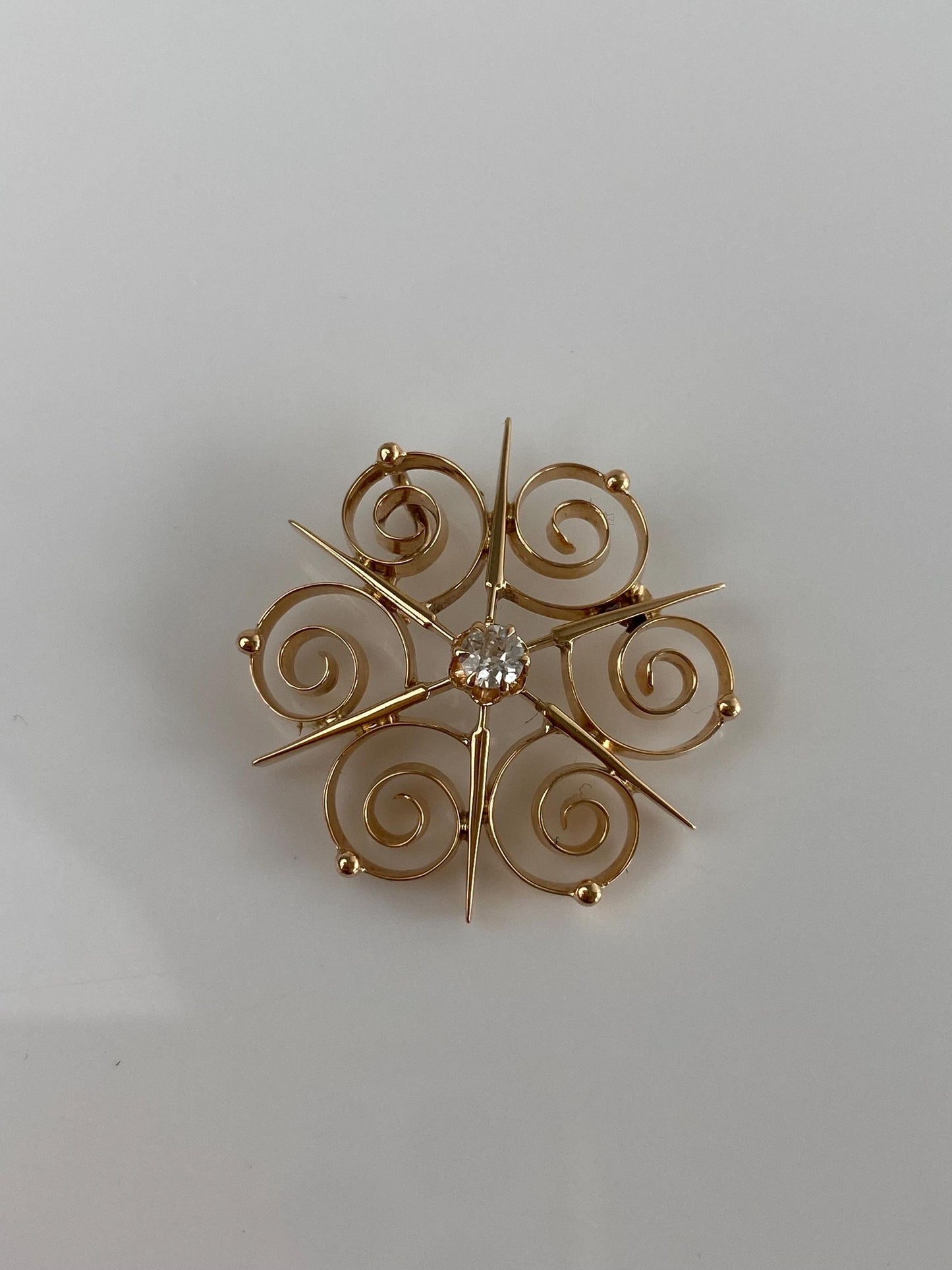 Vintage Solid 14k Yellow Gold Diamond Slide Charm