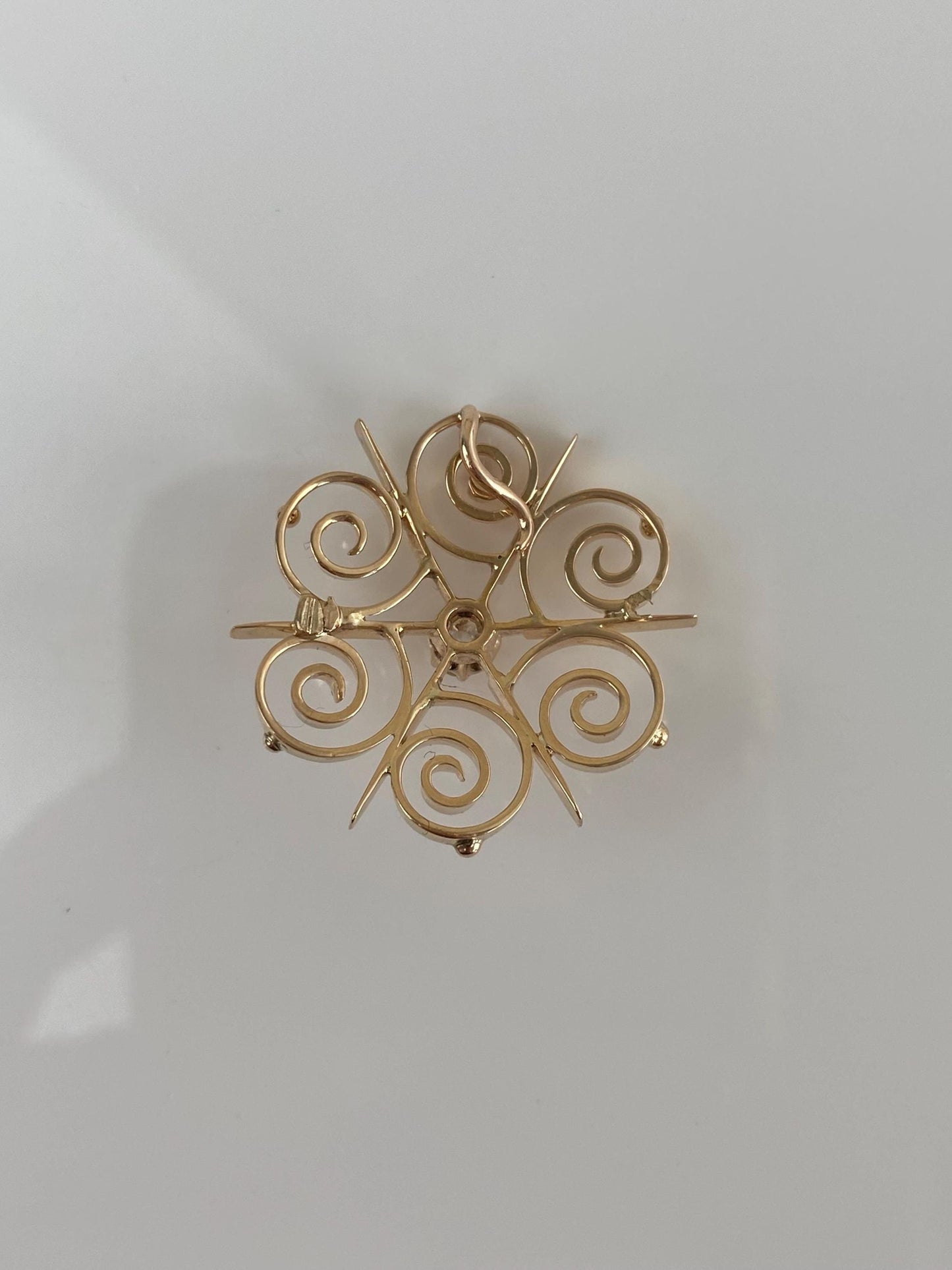 Vintage Solid 14k Yellow Gold Diamond Slide Charm