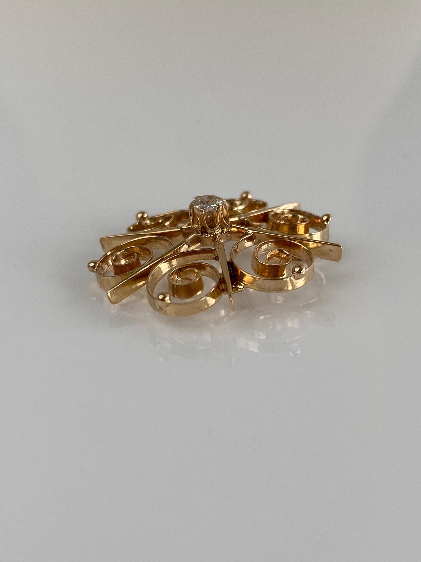 Vintage Solid 14k Yellow Gold Diamond Slide Charm