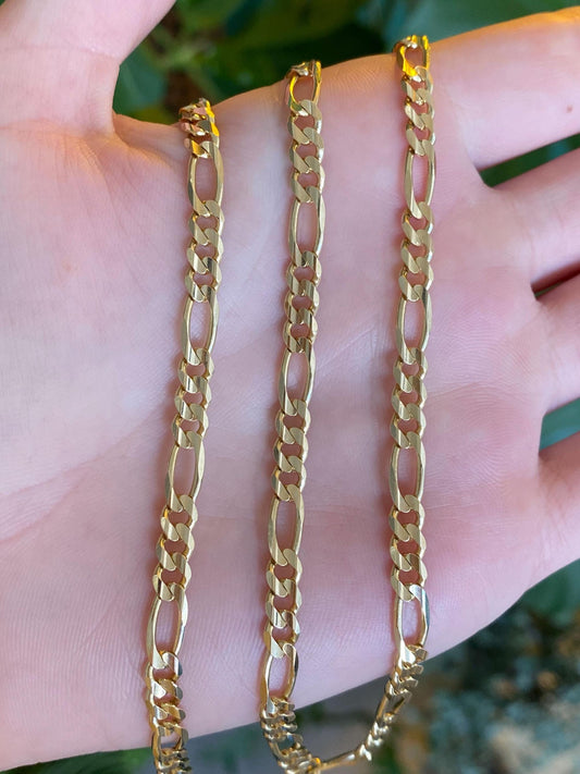 Vintage Solid 14k Yellow Gold Figaro Chain Necklace - 24.25 inches
