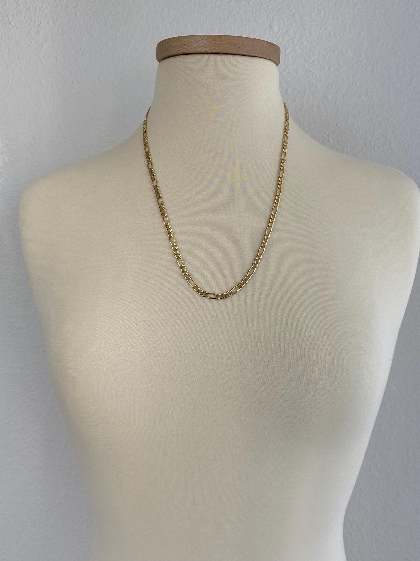Vintage Solid 14k Yellow Gold Figaro Chain Necklace - 24.25 inches