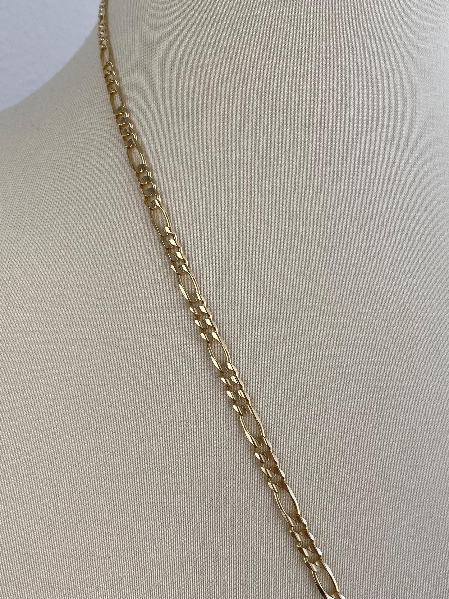 Vintage Solid 14k Yellow Gold Figaro Chain Necklace - 24.25 inches